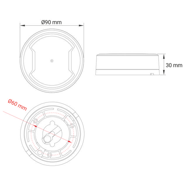 VARNINGSLJUS B23 LED  ORANGE R65 PLANM.