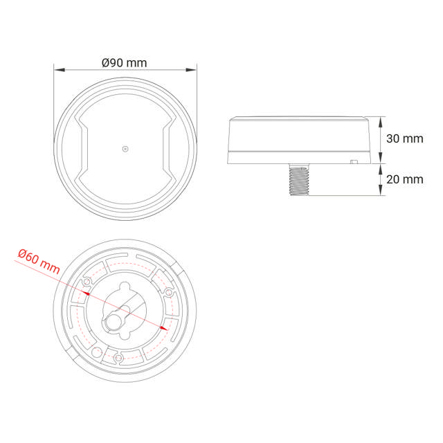 VARNINGSLJUS B23 LED  ORANGE R65 BULT.