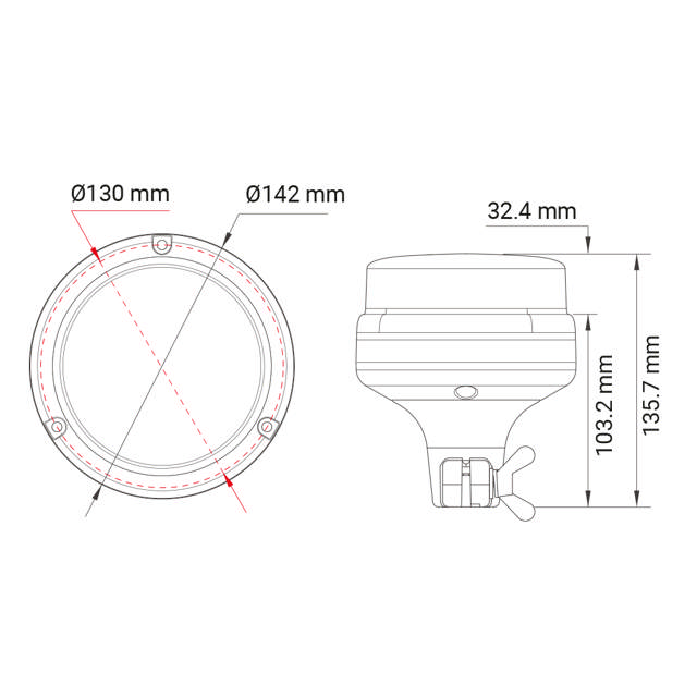 VARNINGSLJUS B22 LED  ORANGE R65 STÅNG
