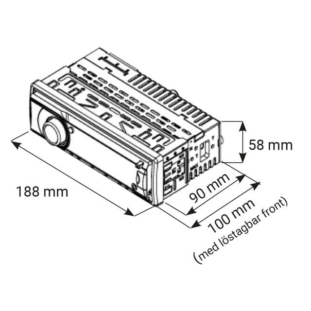 MASKINRADIO MED BLÅT AND OCH EPROM BACKUP