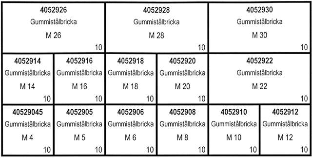 SORTIMENT GUMMISTÅLBRICKA MM
