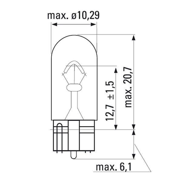 GLASSOCKELLAMPA 24V, W5W