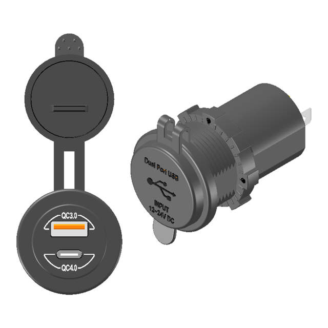 USB+C UTTAG 12/24V  A 3,0A +C 4,0A