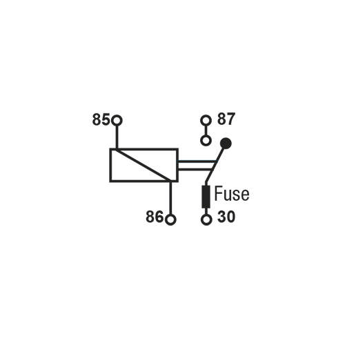 RELÄ 12V MED 15A SÄKR 4 STIFT