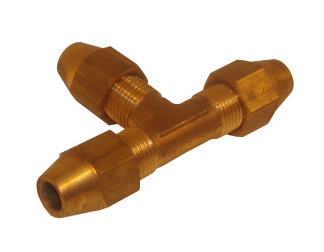 T-connector with long nut, brass