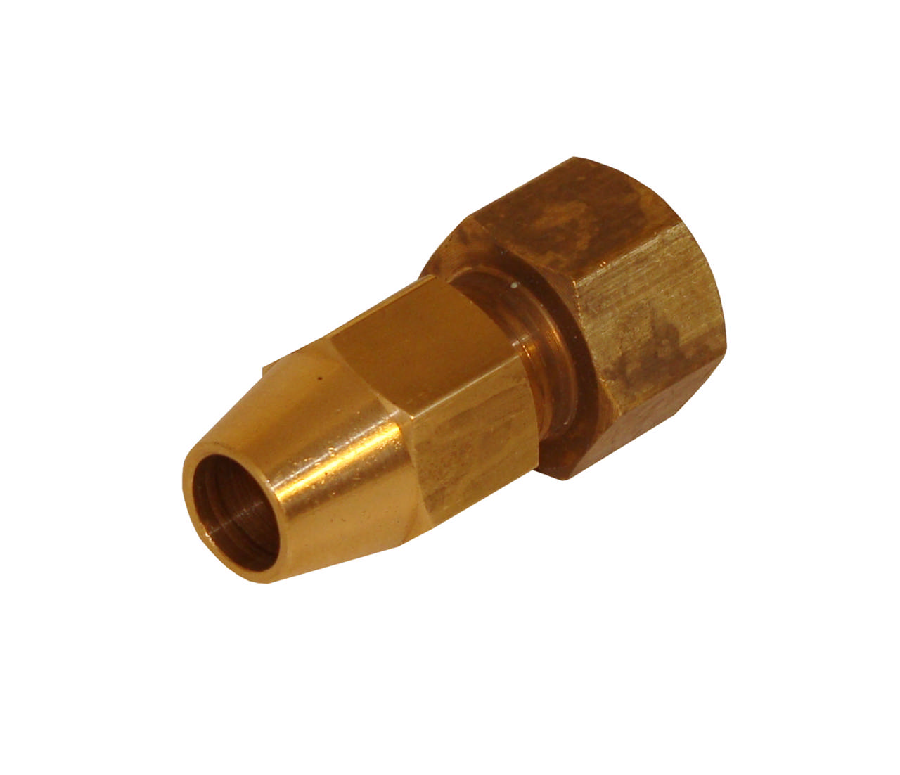 Straight coupling with internal MM thread with long nut, in brass