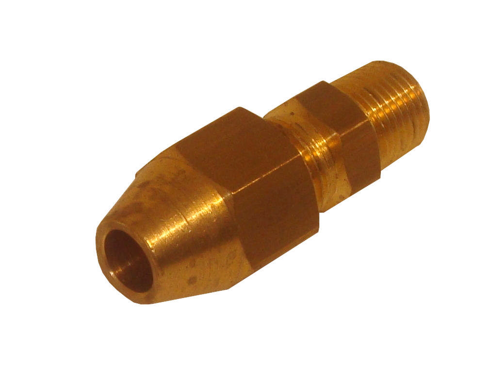 Straight coupling with external TUM thread with long nut, in brass
