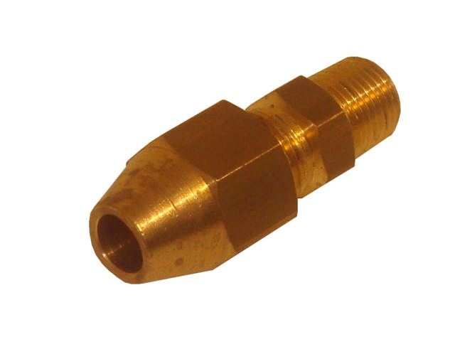Straight coupling with external TUM thread with long nut, in brass