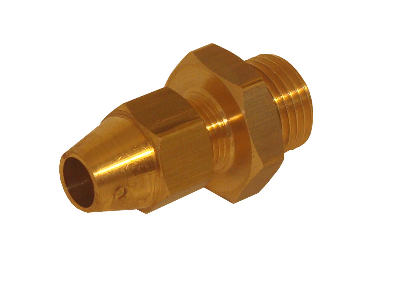 Straight coupling with external MM thread with long nut, in brass