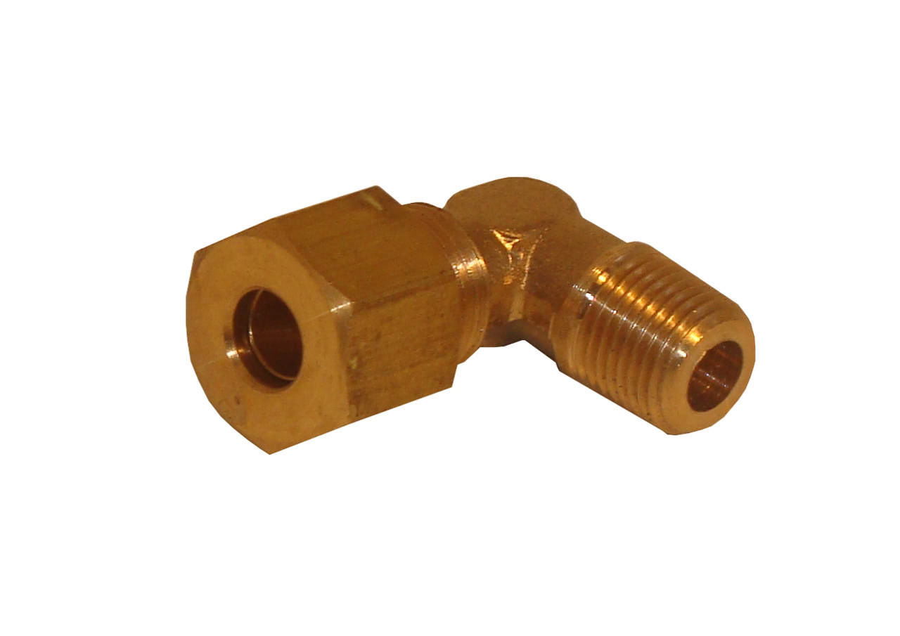 Angle coupling with external INCH thread, in brass