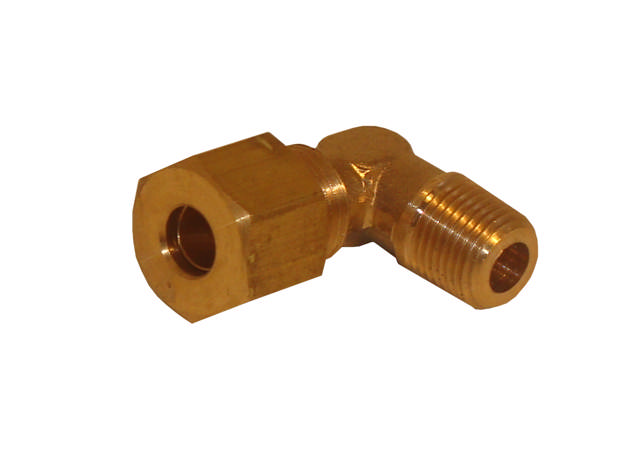 Angle coupling with external INCH thread, in brass