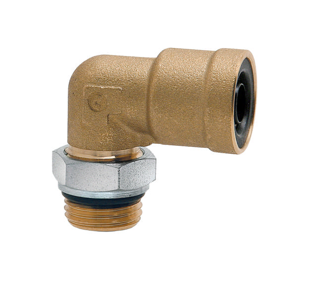 Adjustable angle coupling for mm pipes, external thread