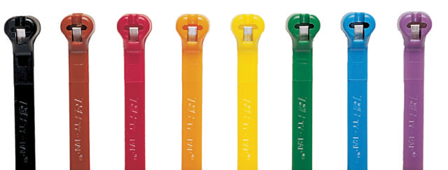 Coloured cable ties with steel tongue