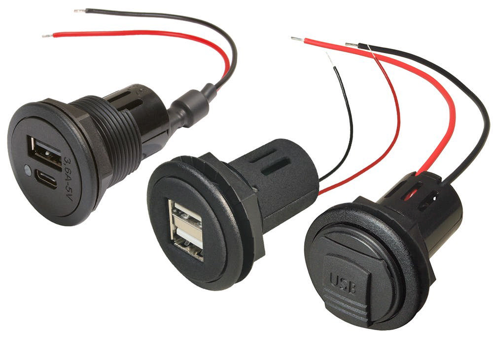 USB-uttag x 2 panelmonterad/utvändig montering