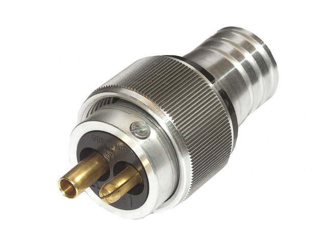 STICKPROPP, 2-POL, MED SKRUVLÅSNING, ALU