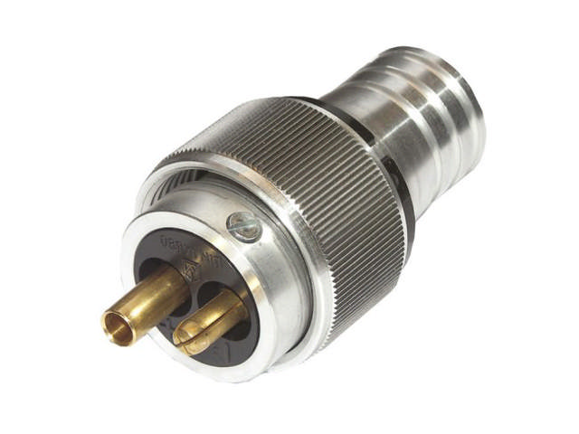 STICKPROPP, 2-POL, MED SKRUVLÅSNING, ALU